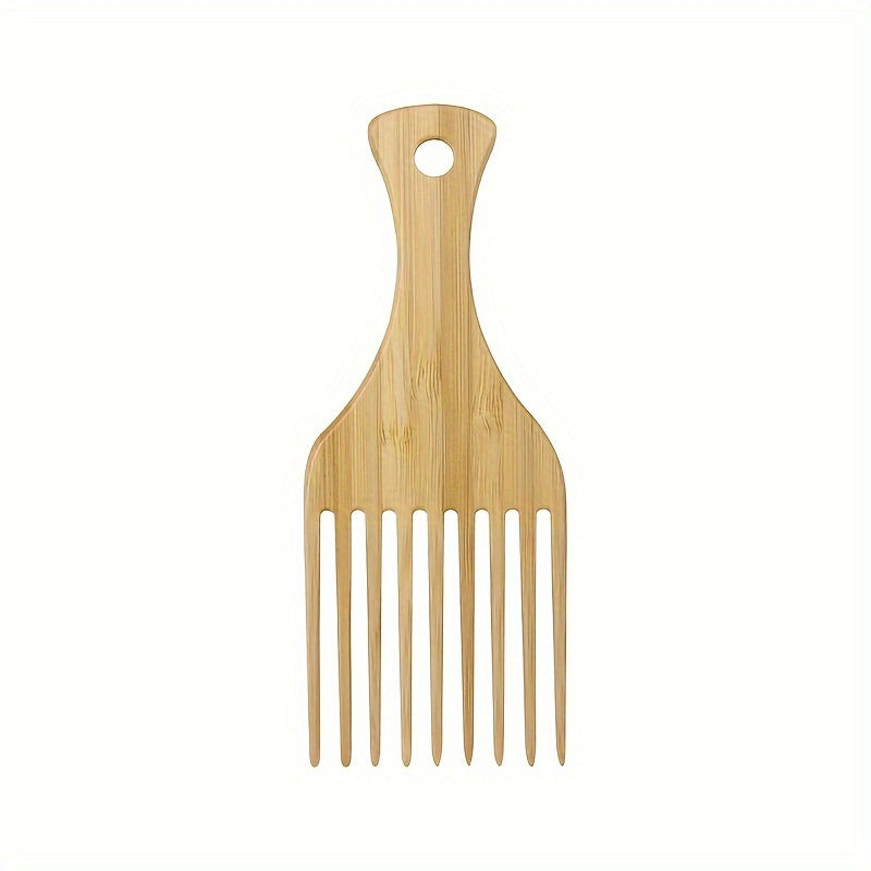 Peigne Afro en Bambou Naturel - Démêlant Dents Larges Cheveux Bouclés Épais