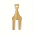 Peigne Afro en Bambou Naturel - Démêlant Dents Larges Cheveux Bouclés Épais