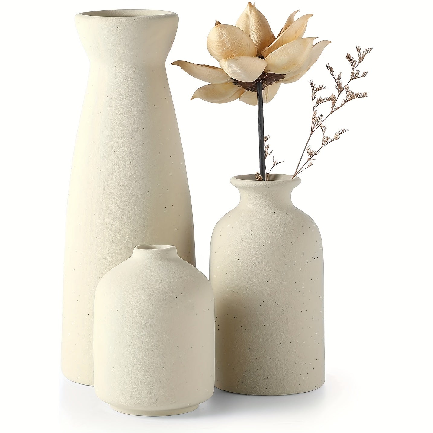Ensemble de 3 vases en céramique bohème chic