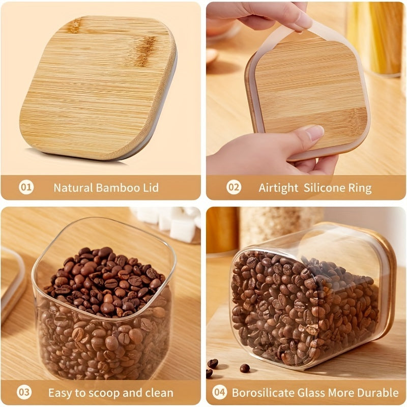 Pots de conservation en verre avec couvercle bambou - Rangement cuisine écologique