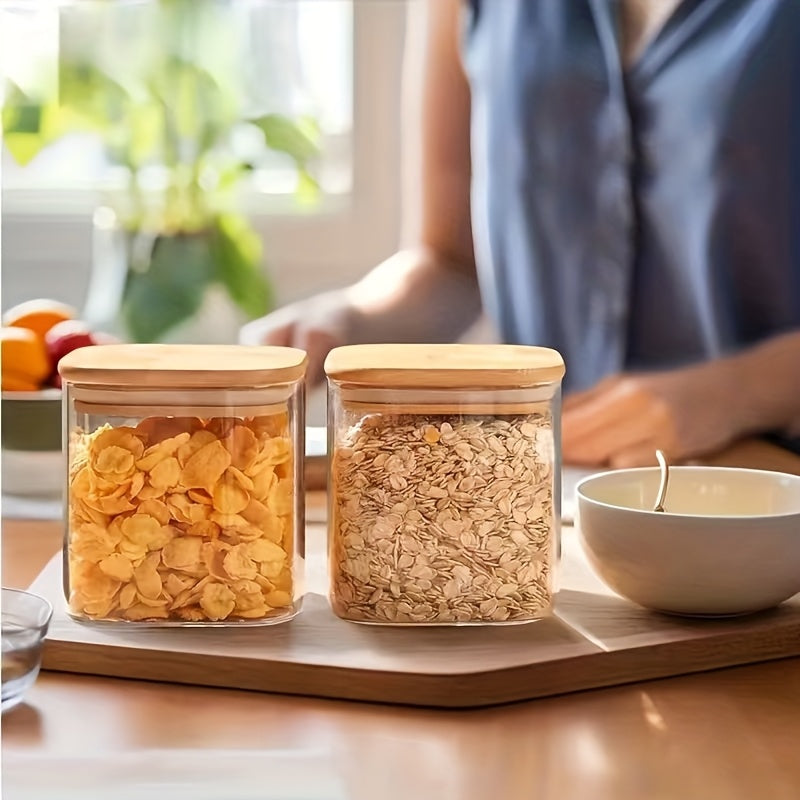 Pots de conservation en verre avec couvercle bambou - Rangement cuisine écologique
