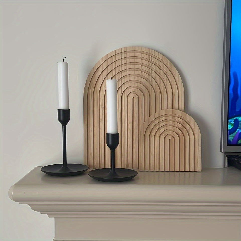 Duo d'ornements muraux en bois naturel - Décoration minimaliste moderne