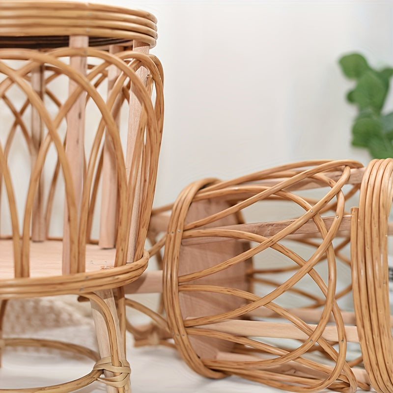 Support Plante Bambou Rustique - Porte-Pot Surélevé Intérieur 25cm