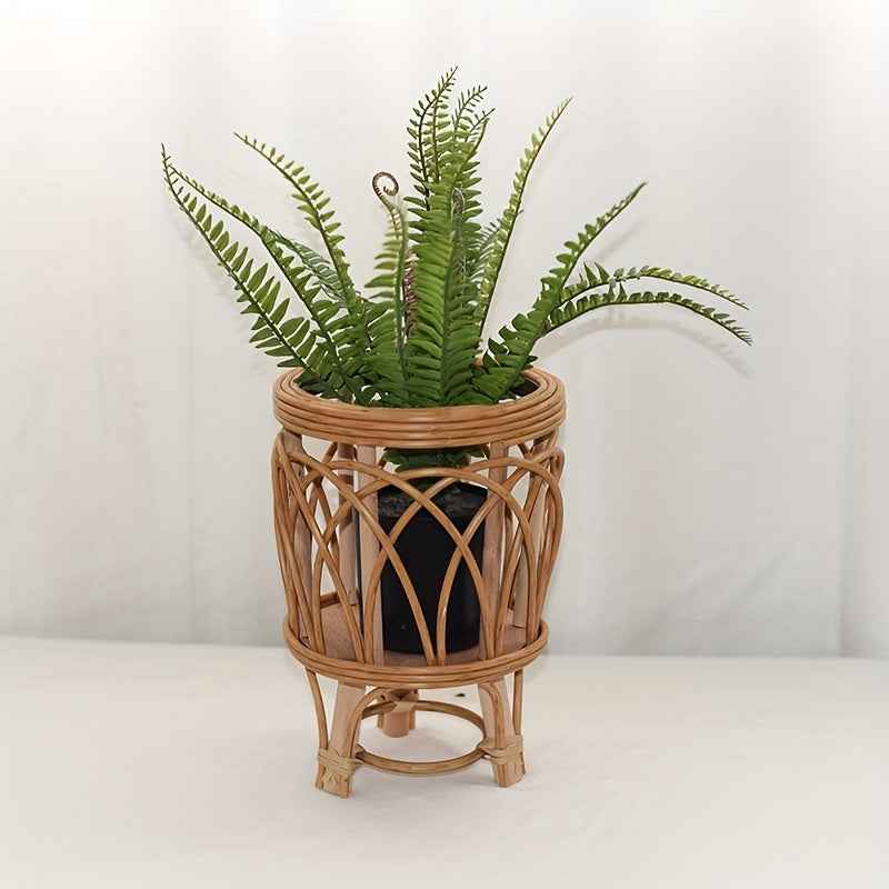 Support Plante Bambou Rustique - Porte-Pot Surélevé Intérieur 25cm