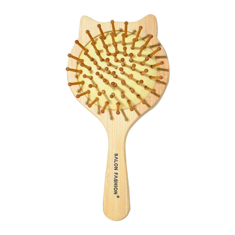Brosse à Cheveux en Bambou Naturel - Démêlante Anti-Statique avec Coussin d'Air