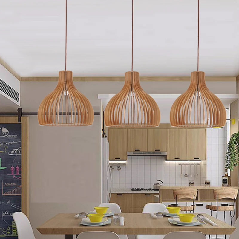 Lustre japonais en bambou tressé - Suspension en rotin style chinois - Lampe plafond artisanale