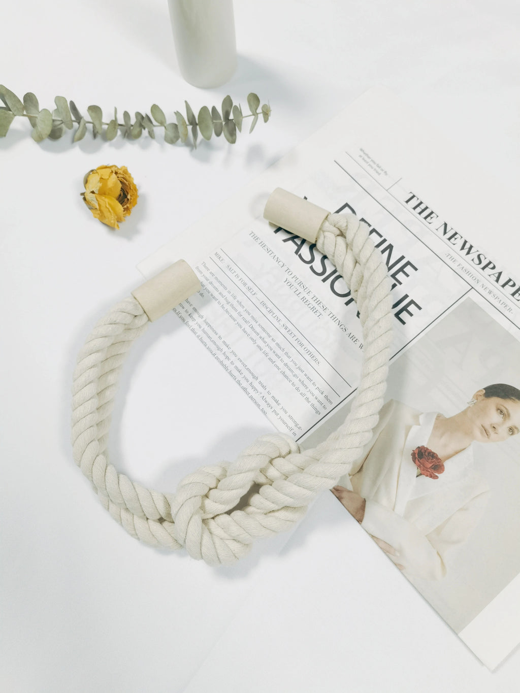 Embrasse rideau nœud chinois artisanal avec boucles magnétiques en bois - Décoration bohème