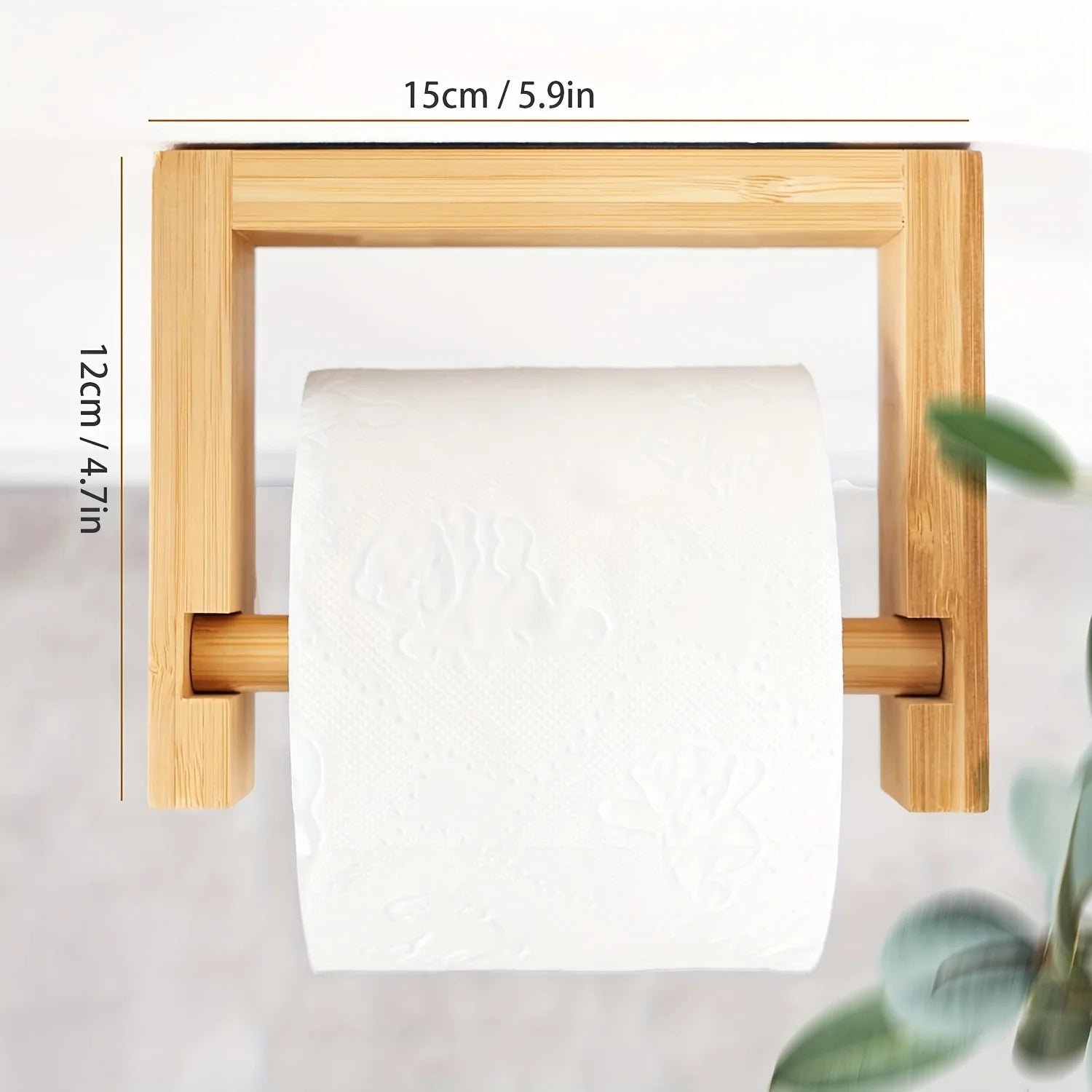 Porte-Papier Toilette Mural Bambou - Support Adhésif Bois Naturel Salle de Bain