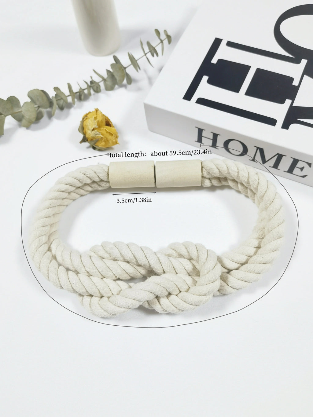 Embrasse rideau nœud chinois artisanal avec boucles magnétiques en bois - Décoration bohème