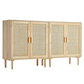 Buffet de rangement en rotin avec 4 portes magnétiques - Style vintage moderne
