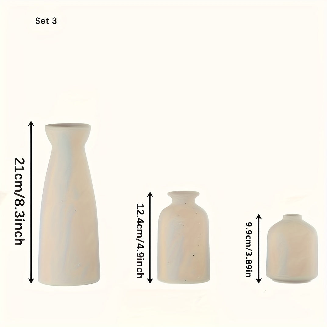 Ensemble de 3 vases en céramique bohème chic