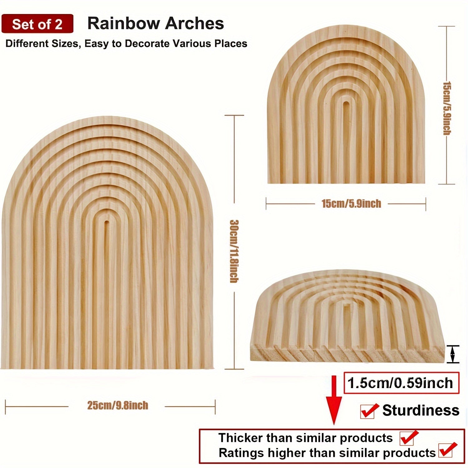 Duo d'ornements muraux en bois naturel - Décoration minimaliste moderne