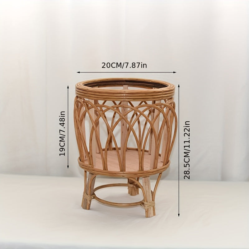 Support Plante Bambou Rustique - Porte-Pot Surélevé Intérieur 25cm