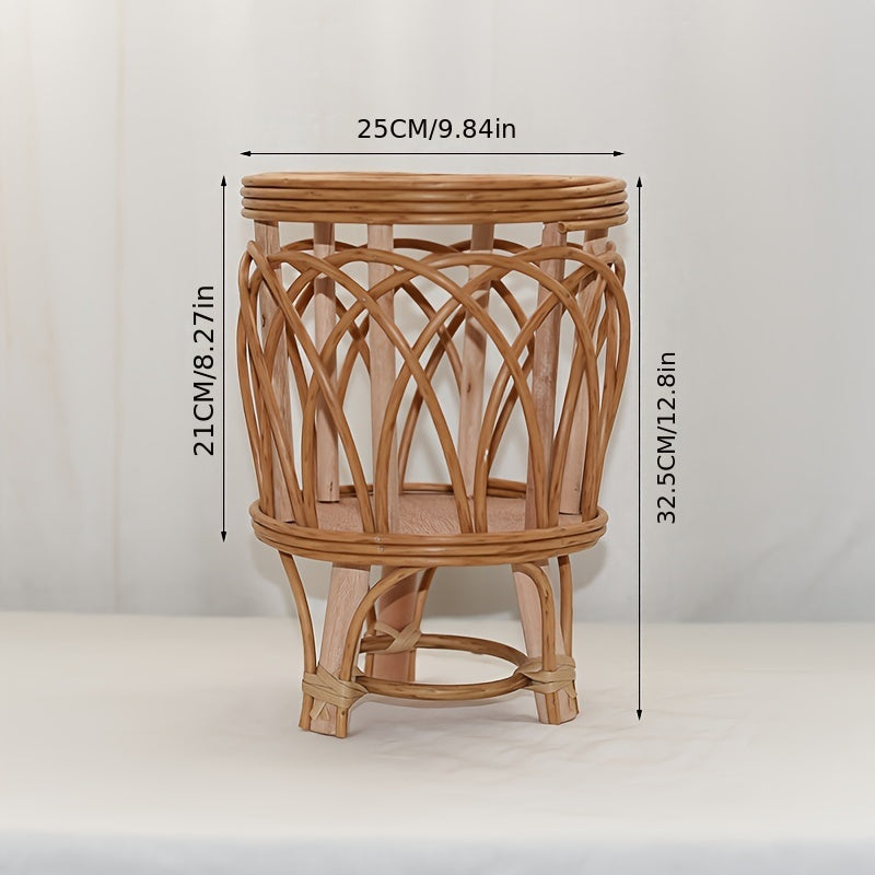 Support Plante Bambou Rustique - Porte-Pot Surélevé Intérieur 25cm