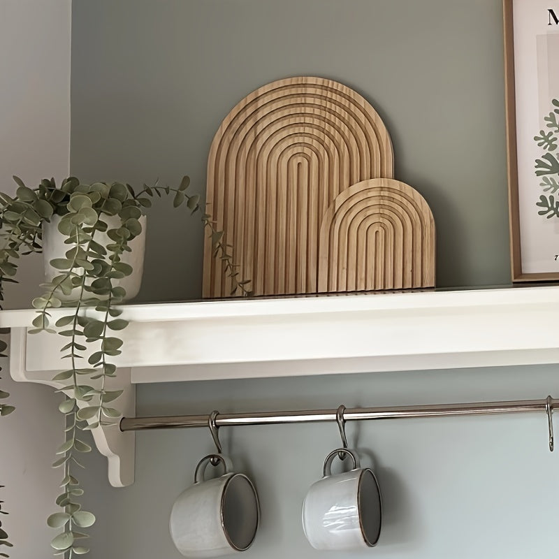 Duo d'ornements muraux en bois naturel - Décoration minimaliste moderne