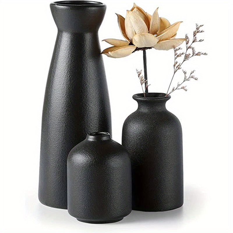 Ensemble de 3 vases en céramique bohème chic