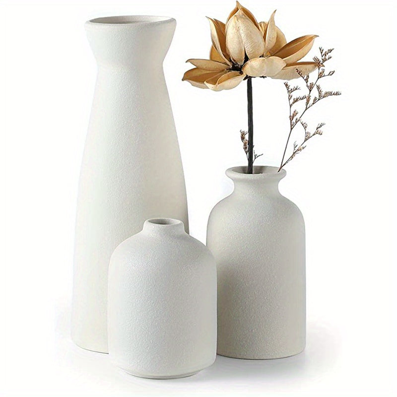 Ensemble de 3 vases en céramique bohème chic